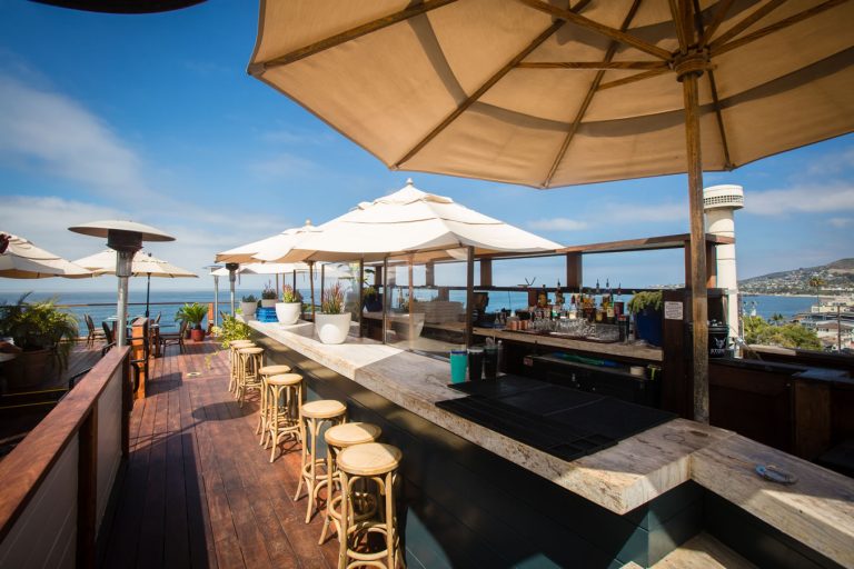 rooftop bar with ocean view