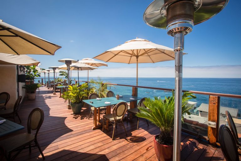 rooftop restaurant with ocean view