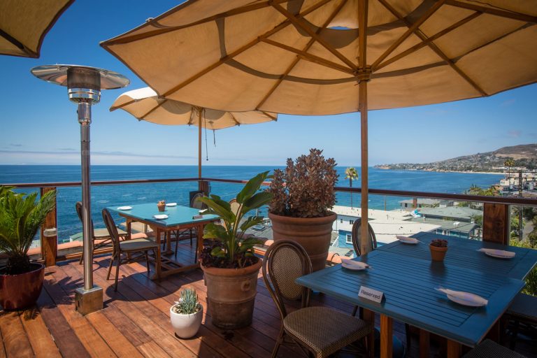 rooftop restaurant with ocean views